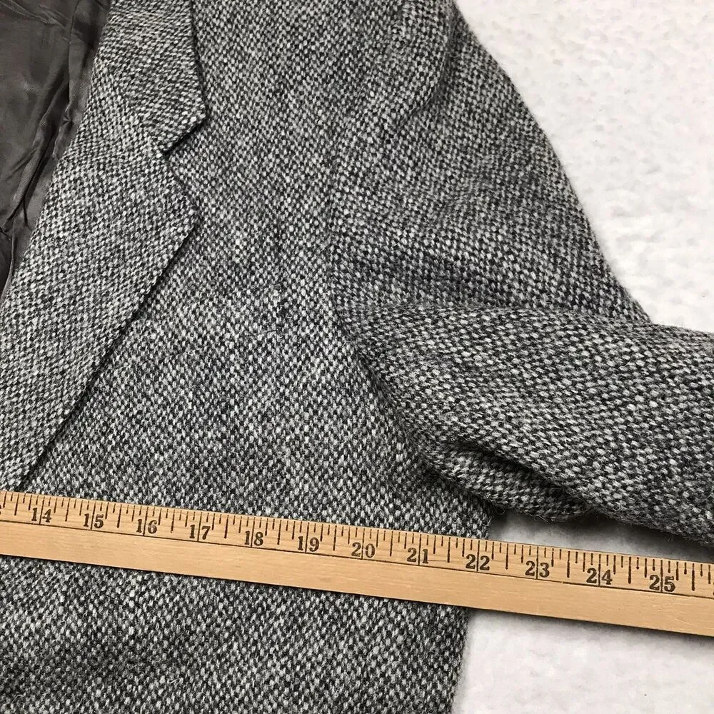 ALEXANDRE London Harris Tweed Sport Coat Men 44 Gray Vintage Hand Woven